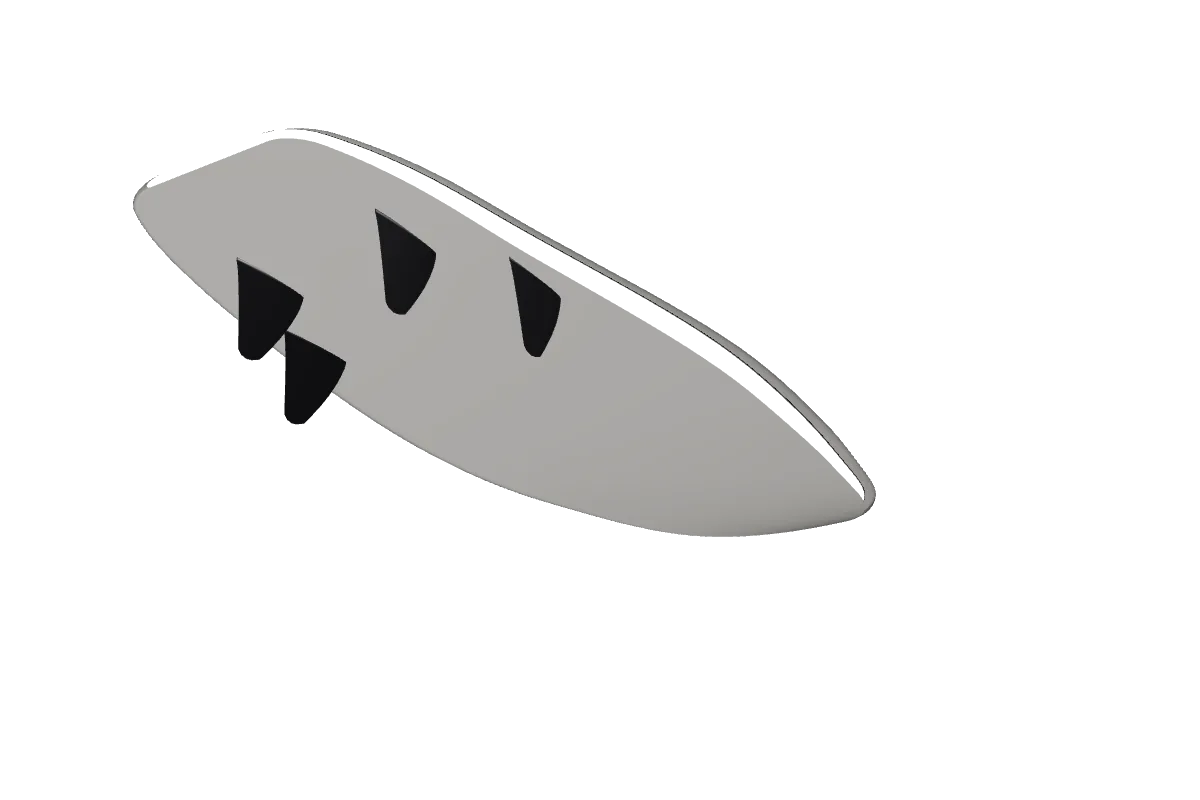 The board seen from below with its fins