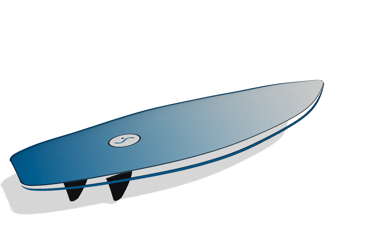 The board painted with a blue-to-white fade and a round sticker